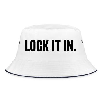 Basketball-Liebhaber-Geschenk – Lock It In - Bucket Hat - Weiß/Navy - Vorne