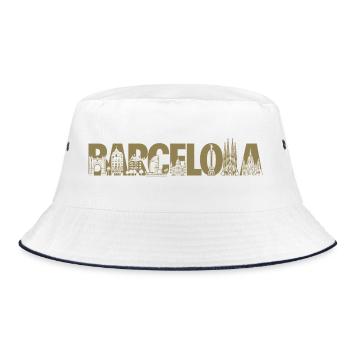 Barcelona Spanien Katalonien Silhouette  - Bucket Hat - Weiß/Navy - Vorne