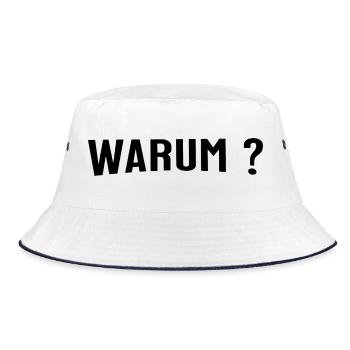 Warum ? - Bucket Hat - Weiß/Navy - Vorne