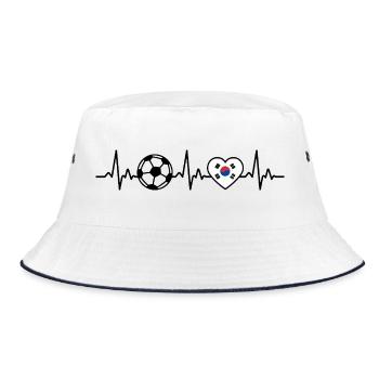 Südkorea Fußball Herzschlag Südkorea Flagge - Bucket Hat - Weiß/Navy - Vorne