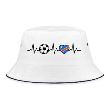 Demokratische Republik Kongo Fußball Herzschlag Ko - Bucket Hat - Weiß/Navy - Vorne