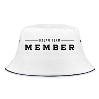 Dream Team Mitglied Minimalistische Typografie - Bucket Hat - Weiß/Navy - Vorne