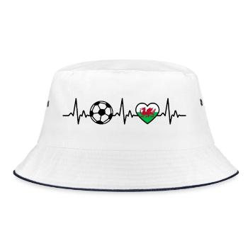 Wales Football Heartbeat Wales - Bucket Hat - white/navy - Front