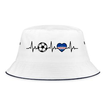 Kap Verde Fußball Herzschlag Kap Verde - Bucket Hat - Weiß/Navy - Vorne
