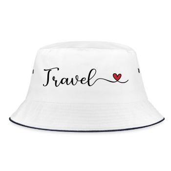 Travel cute handwritten design with a heart accent - Bucket Hat - white/navy - Front