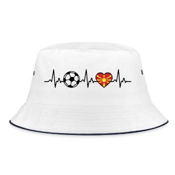 North Macedonia Football Heartbeat North Macedonia - Bucket Hat - white/navy - Front
