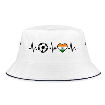 Indien Fußball Herzschlag Indien - Bucket Hat - Weiß/Navy - Vorne