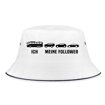 Busfahrer Linienbus Meine Follower Bus - Bucket Hat - Weiß/Navy - Vorne