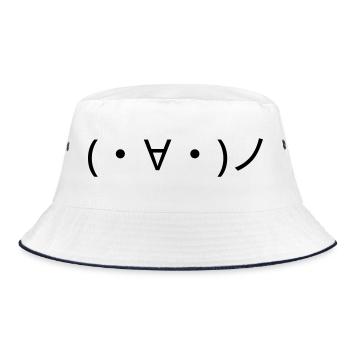 Émote (・∀・)ノ de la main Bonjour Kaomoji - Bob - blanc/marine - Devant