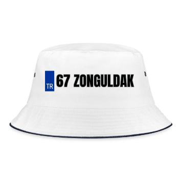 67 Zonguldak Kennzeichen | Türkisches Kennzeichen - Bucket Hat - Weiß/Navy - Vorne