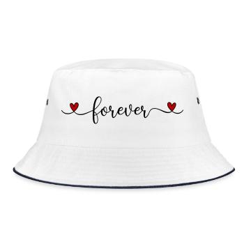 Ewiges Herz - Bucket Hat - Weiß/Navy - Vorne