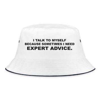 Ich rede mit mir selbst, weil ich manchmal Experten brauche - Bucket Hat - Weiß/Navy - Vorne