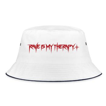 Techno Rave – Rave Is My Therapy - Bucket Hat - Weiß/Navy - Vorne