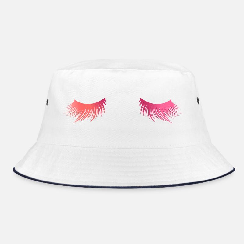 Lange schöne Wimpern - Geschenk - Bucket Hat - Weiß/Navy