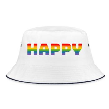 T-shirt arc-en-ciel Pride Happy | LGBT lgbtqi queer - Bob - blanc/marine - Devant