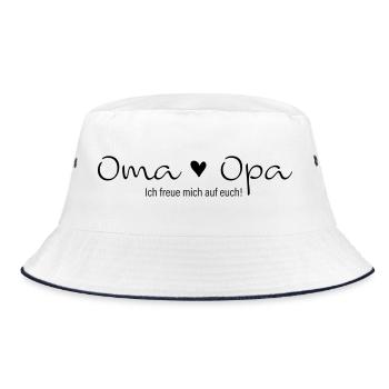Oma Opa ich freue mich auf euch - Bucket Hat - Weiß/Navy - Vorne