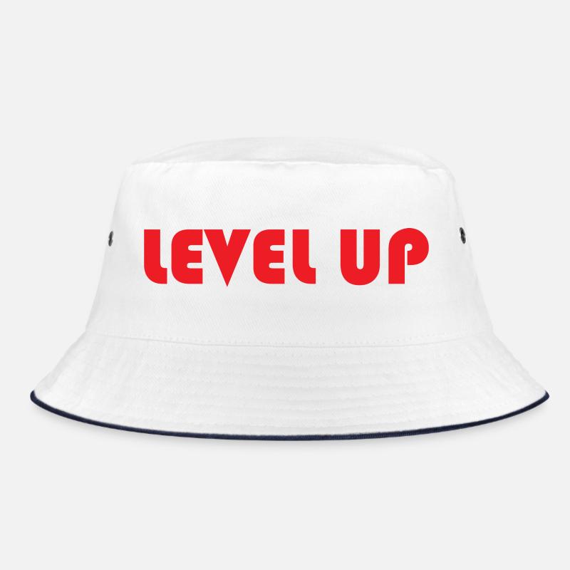 LEVEL UP-Roter Text Bucket Hat
