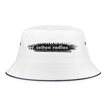 selten radlos reifenabdruck spruch radfahren - Bucket Hat - Weiß/Navy - Vorne