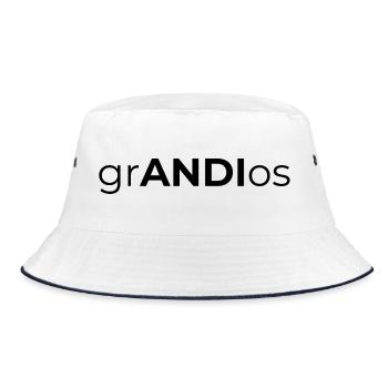 grandios Andreas Andy Andrea Spruch Name Geschenk - Bucket Hat - Weiß/Navy - Vorne