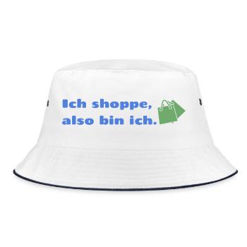 Ich shoppe also bin ich. - Bucket Hat - Weiß/Navy - Vorne