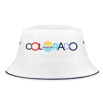 Colorado Mountain Landscape Design - Bucket Hat - white/navy - Front