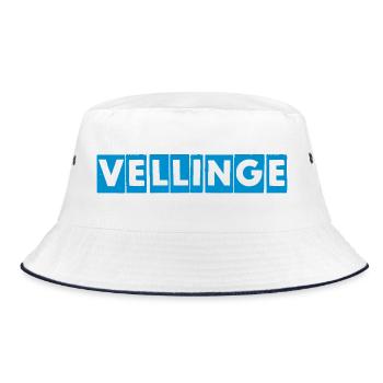 Vellinge – Blue Text Design - Bucket Hat - white/navy - Front