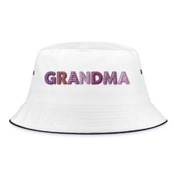 Grandma Vintage Nähte Design Trend Geschenk - Bucket Hat - Weiß/Navy - Vorne