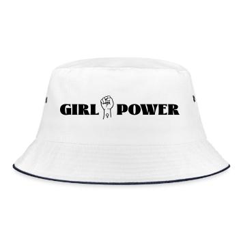 Girl Power - Bucket Hat - Weiß/Navy - Vorne