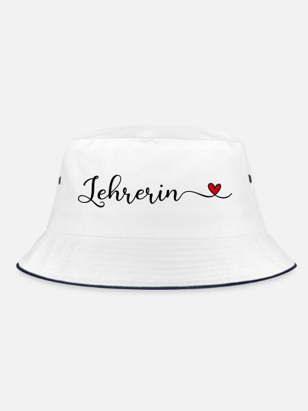 Lehrerin - Bucket Hat - Weiß/Navy - Vorne