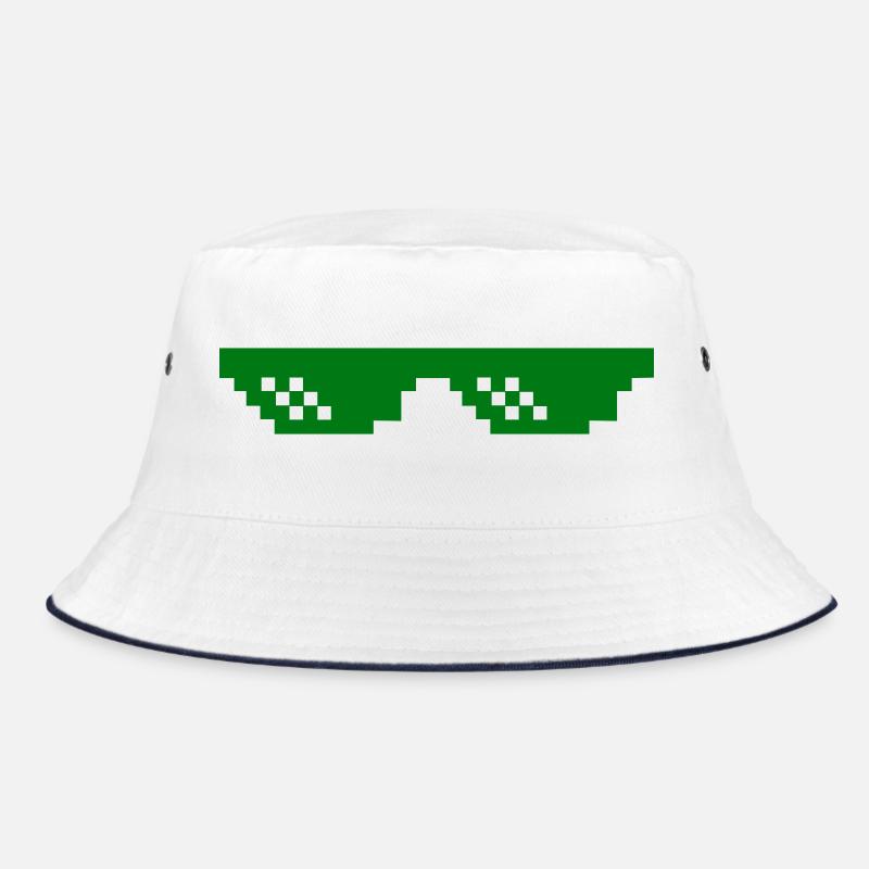 Green pixel pattern with contrast blocks Bucket Hat