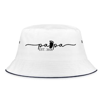 Papa Est.2026 Logo - Bucket Hat - white/navy - Front