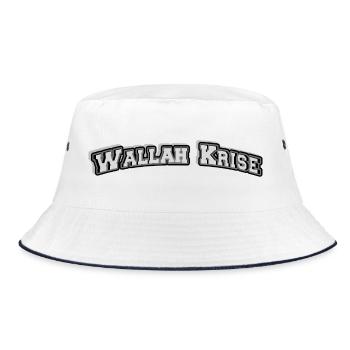 Wallah Krise Blocklogo - Bucket Hat - Weiß/Navy - Vorne