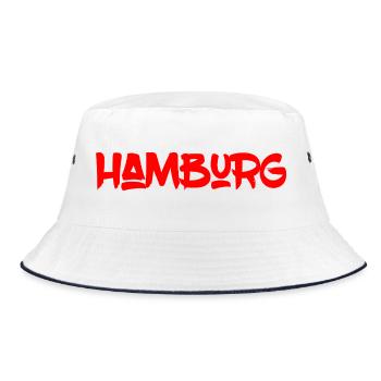 Hamburg - Hansestadt - Alster - Elbe - Hafen - Bucket Hat - Weiß/Navy - Vorne