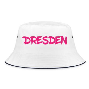 Dresden - Sachsen - Frauenkirche - Zwinger - Elbe - Bucket Hat - Weiß/Navy - Vorne