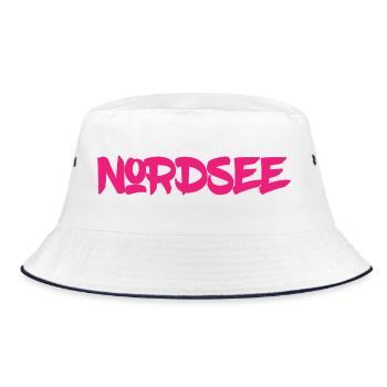 Nordsee - Watt - Gezeiten - Deutsches Meer - Bucket Hat - Weiß/Navy - Vorne