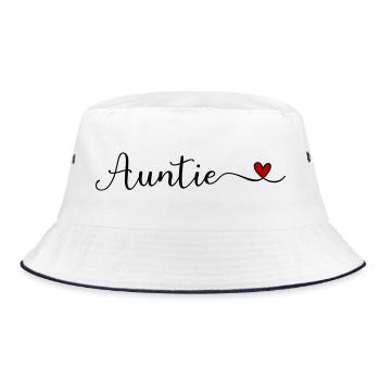 Tante Typografie mit Herz handgeschriebene Schriftart De - Bucket Hat - Weiß/Navy - Vorne
