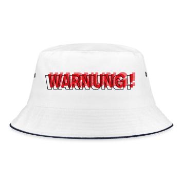 Warning - Modern Statement Design - Bucket Hat - white/navy - Front