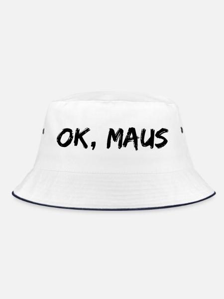 OK MAUS, THE PARTY HAS ARRIVED, KANN LOSGEHEN MAUS - Bucket Hat - Weiß/Navy