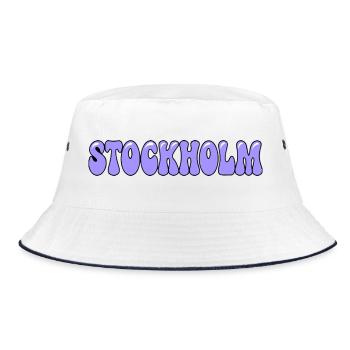 Stockholmer Pastel-Purpur-Tippfehler - Bucket Hat - Weiß/Navy - Vorne