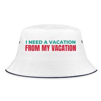 Urlaub von meinem Urlaub - Bucket Hat - Weiß/Navy - Vorne