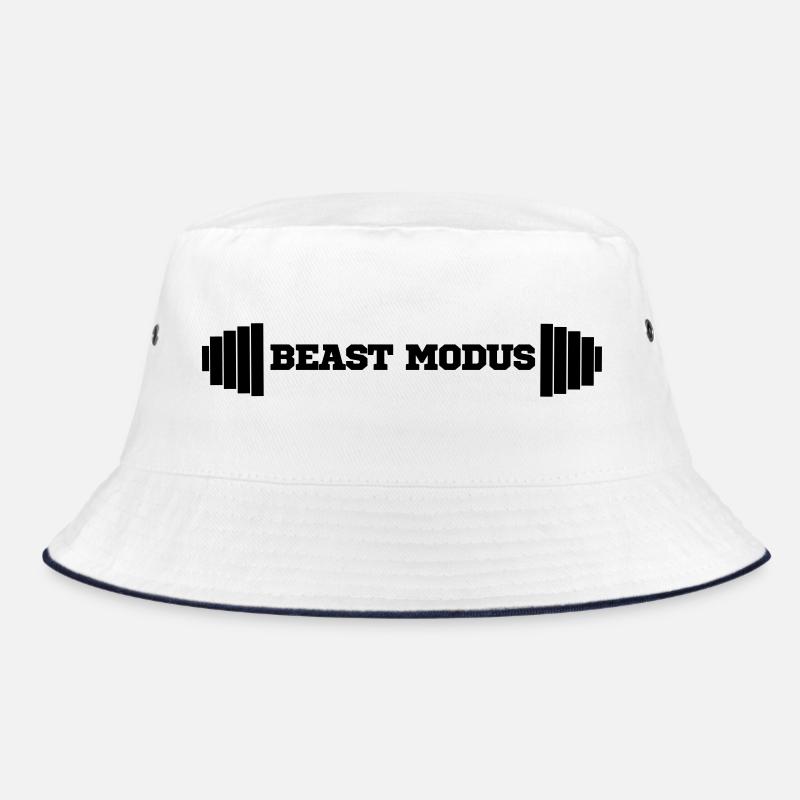 Fintess Mode - Bucket Hat - Weiß/Navy