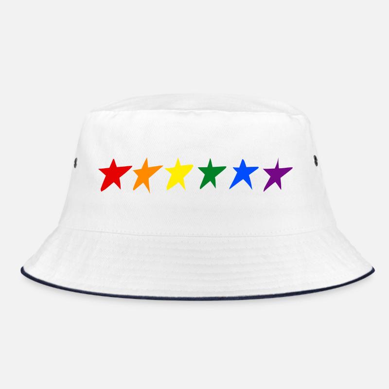 STERNE MIT LGTB-FARBEN - Bucket Hat - Weiß/Navy
