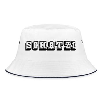 Schatzi Tshirt black - Bucket Hat - Weiß/Navy - Vorne