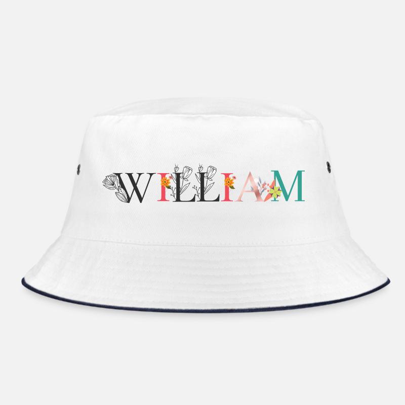 WILLIAM Name Art With Flowers Embroidered Bucket Hat