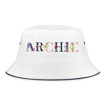 Le nom d’ARCHIE orné de fleurs - Bob - blanc/marine - Devant