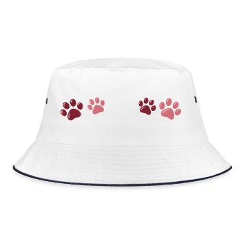 Two-tone red paw prints - Bucket Hat - white/navy - Front