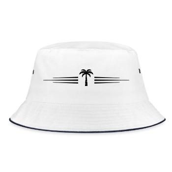 Palm Tree Symbol Line - Bucket Hat - white/navy - Front