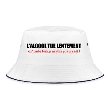 L’alcool tue lentement, ça tombe bien je ne suis p - Bob - blanc/marine - Devant