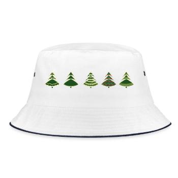 Green fir trees silhouette set isolated . - Bucket Hat - white/navy - Front