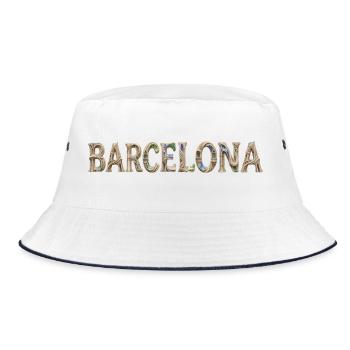 Barcelona Typography with Mediterranean Architecture - Bucket Hat - white/navy - Front